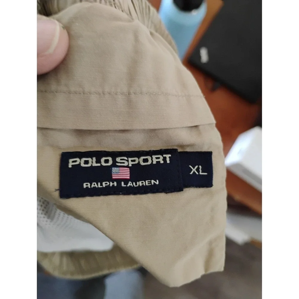 Polo Sport Ralph Lauren Mens XL Khaki Tan Swim Trunks Mesh Lined Board Shorts